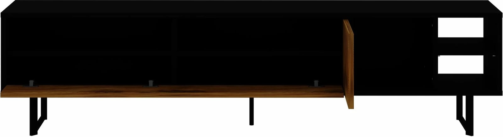 Komodinë TV Skye Decor, ngjyrë e zezë dhe lis, Luga