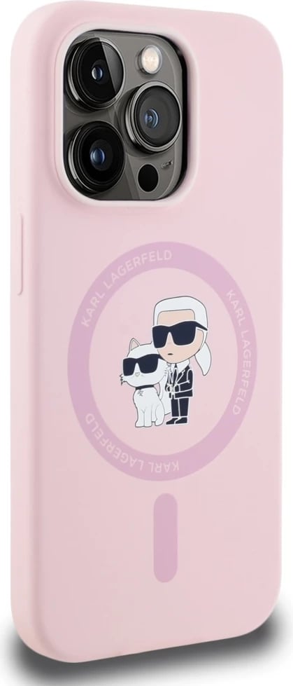 Mbështjellës Karl Lagerfeld Silicone Karl&Choupette MagSafe për iPhone 14 Pro Max, Rozë
