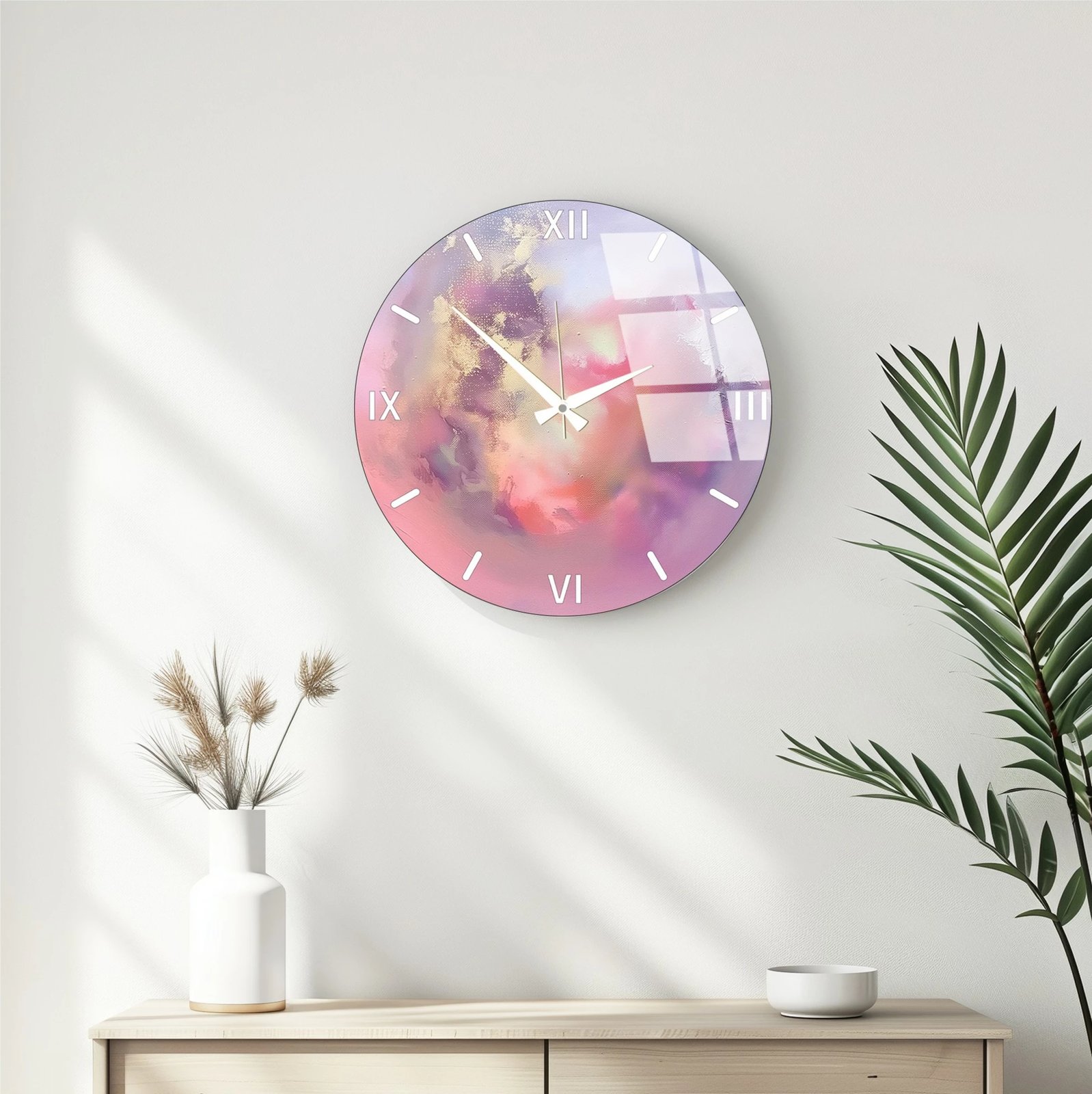 Orë muri dekorative prej xhami, Wallity, Huhu345, shumëngjyrëshe, 40x40cm