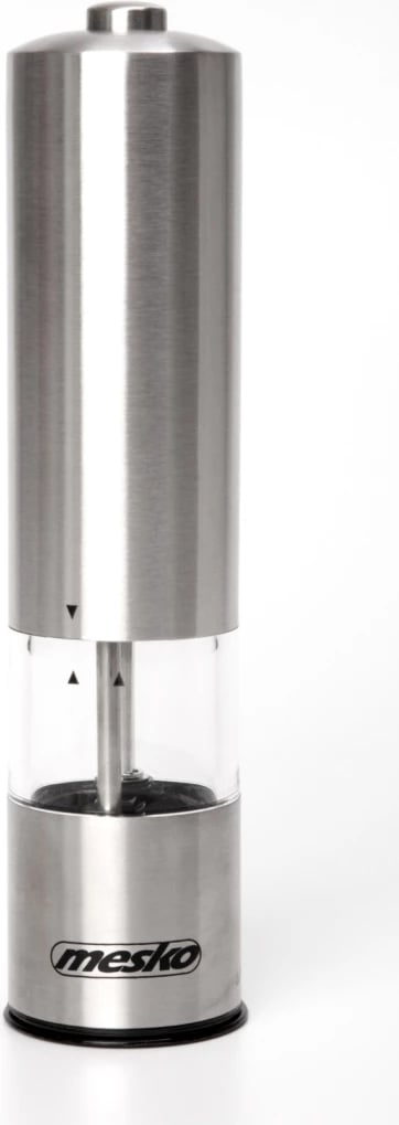Mulli elektrik piper/kripë, Mesko MS 4432, rregullim trashësie, mekanizëm qeramik, inox, me 4xAA, argjendtë