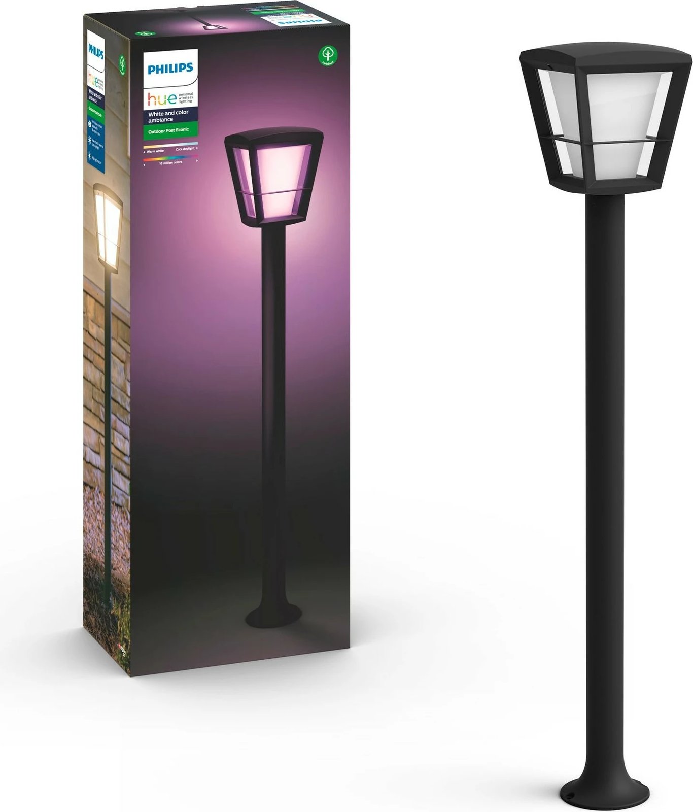 Dritë postare Philips Hue Econic, LED, e zezë