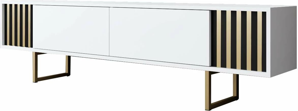 Komodë TV Hanah Home, Gold Line, e bardhë dhe e artë