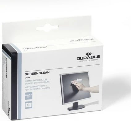 Set pecetash pastruese Durable Screenclean Duo, kuti, e bardhë