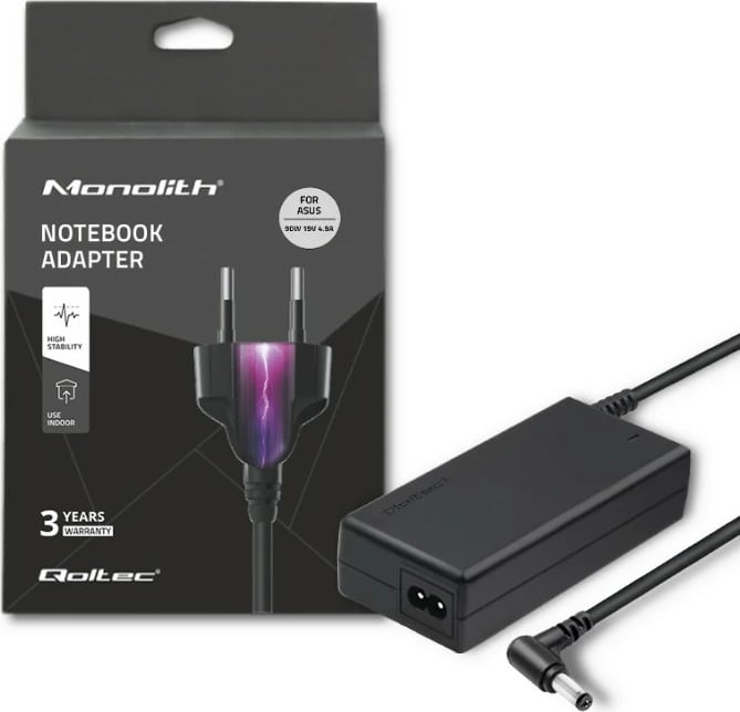 Kasë furnizimi Qoltec për Asus, 90W, 19V, 4.9A, 5.5x2.5mm, e zezë