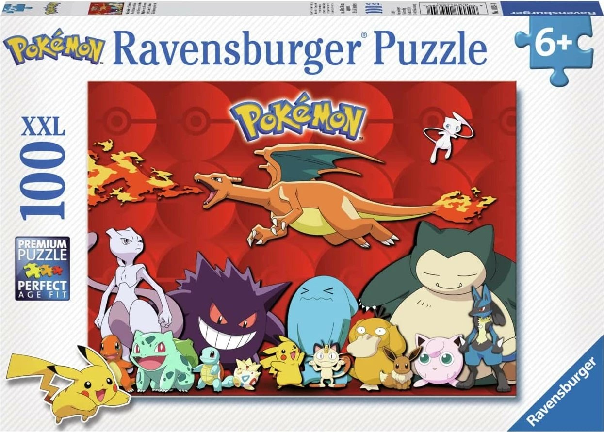 Puzzle Pokemon Ravensburger 100 pjesë XXL për fëmijë
