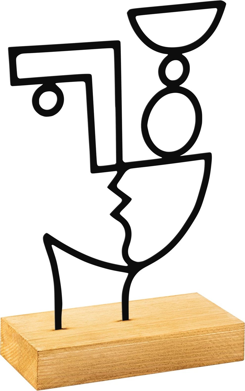 Objekt dekorativ Aberto Design, Cubik, ngjyrë e zezë dhe druri