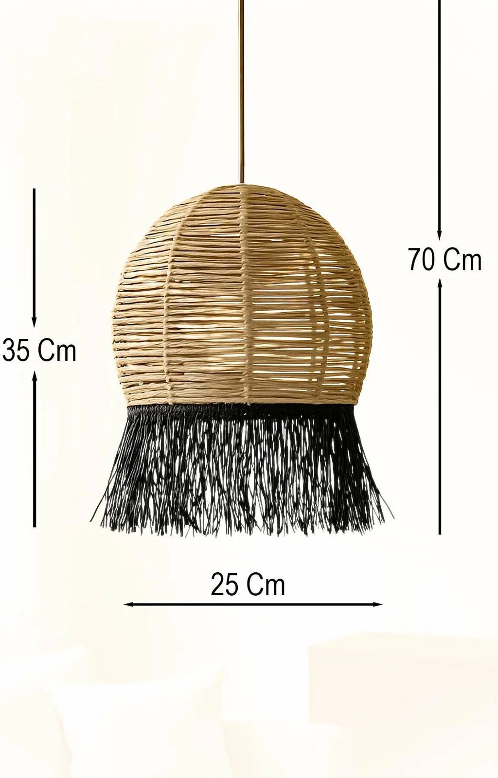 Llambë tavani Opviq, macrame, bezhë dhe e zezë, Javari Llambë tavani Opviq, macrame, bezhë dhe e zezë, Javari