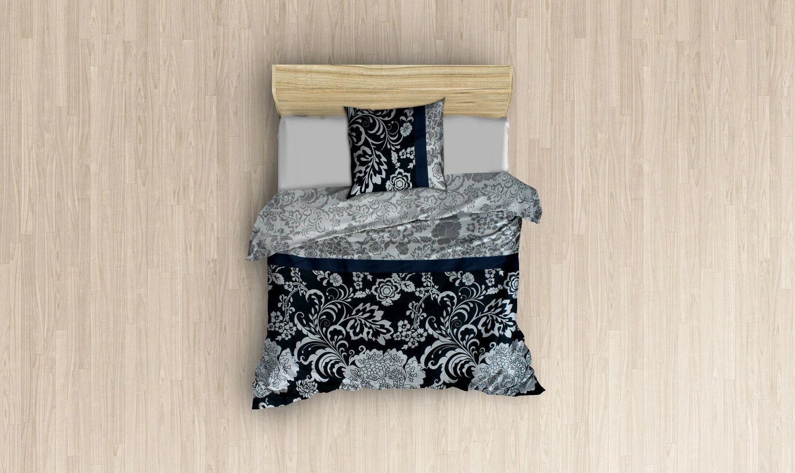 Set mbulesë jorgani XL për teke, satin, ngjyrë bardhë-gri, L'essentiel, Crista