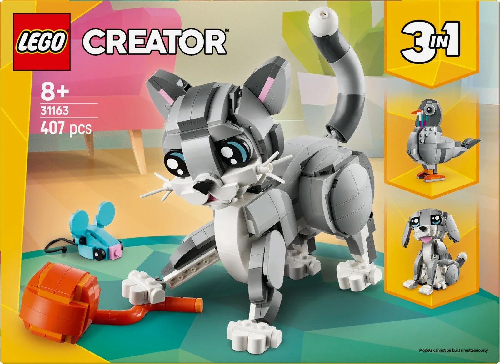 Set LEGO Creator 3-në-1, Playful Cat 31163, 407 pjesë, plastikë