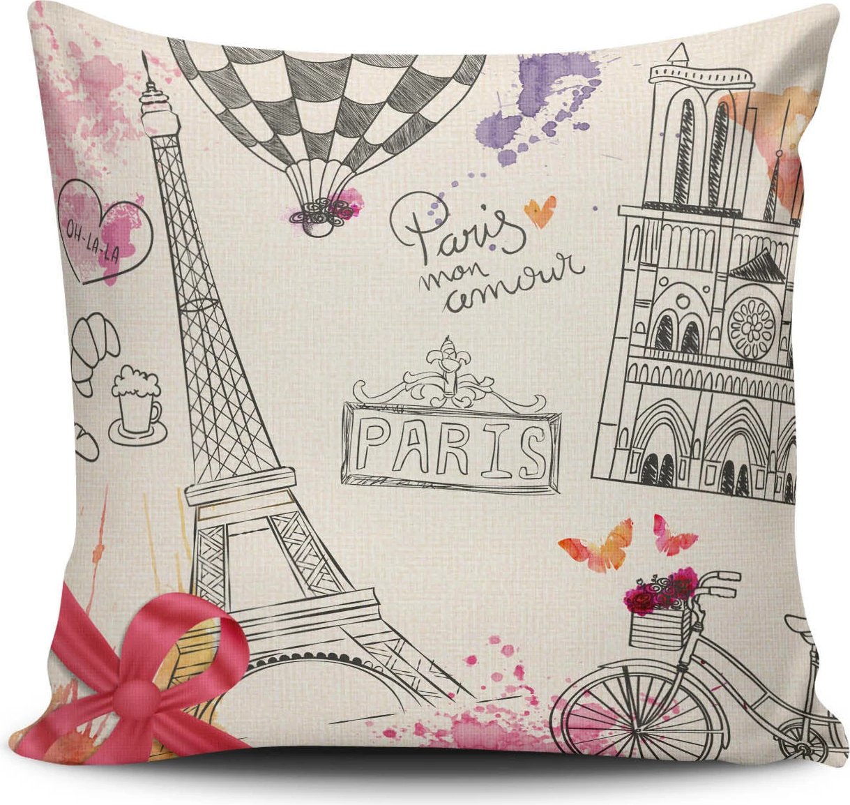 Jastëkëmbulesë dekorative, dizajn Paris, NKLF-181
