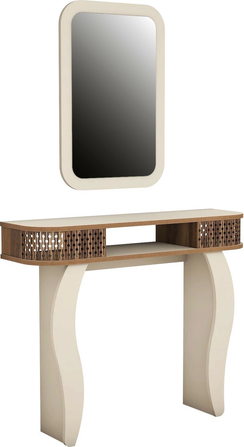 Komodë Hanah Home Damla, ngjyrë krem, me pasqyrë