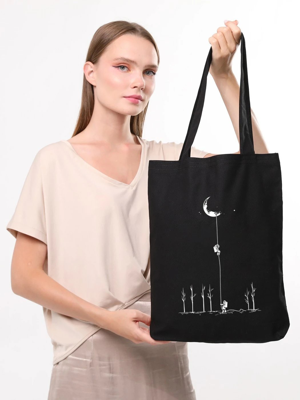 Qese tote Zoozie, e zezë, 35x40x8cm
