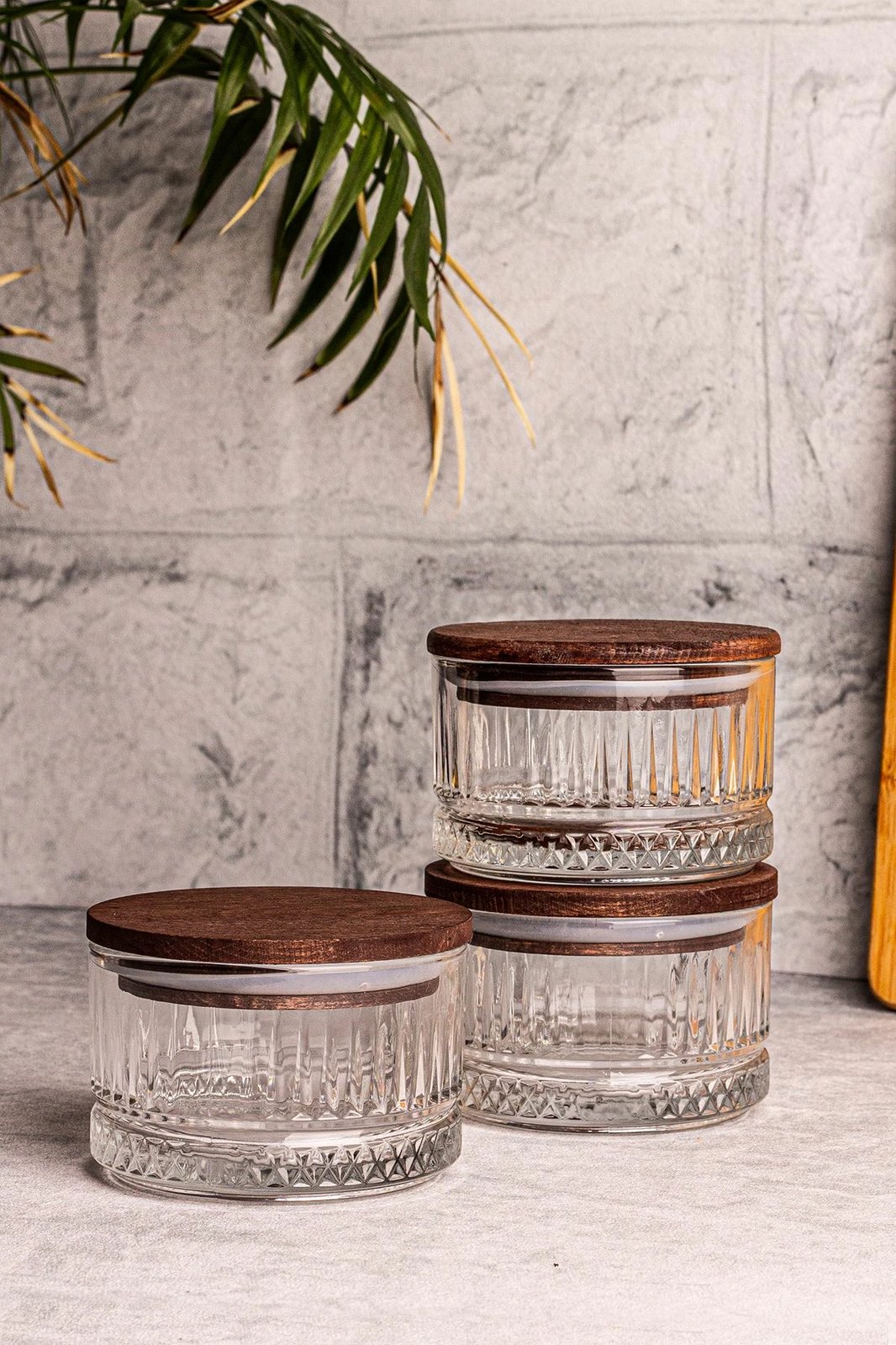Set tasash prej qelqi me kapak druri, 6 copë, Hermia Concept, Bella 3