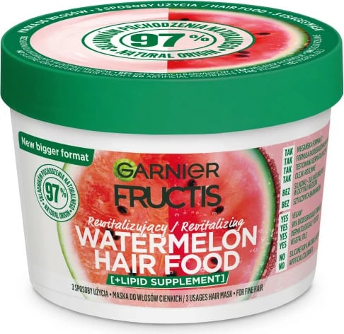 Maskë për flokë për femra Garnier Fructis Watermelon Hair Food 400ml