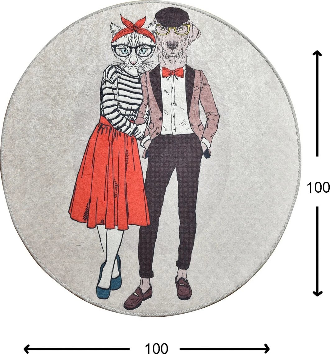 Qilim rrumbullak, dizajn çift, shumëngjyrësh, 100 cm Qilim rrumbullak, dizajn çift, shumëngjyrësh, 100 cm