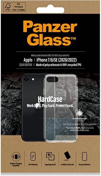 Mbështjellës PanzerGlass HardCase për iPhone SE 2022/SE 2020/7/8, transparent