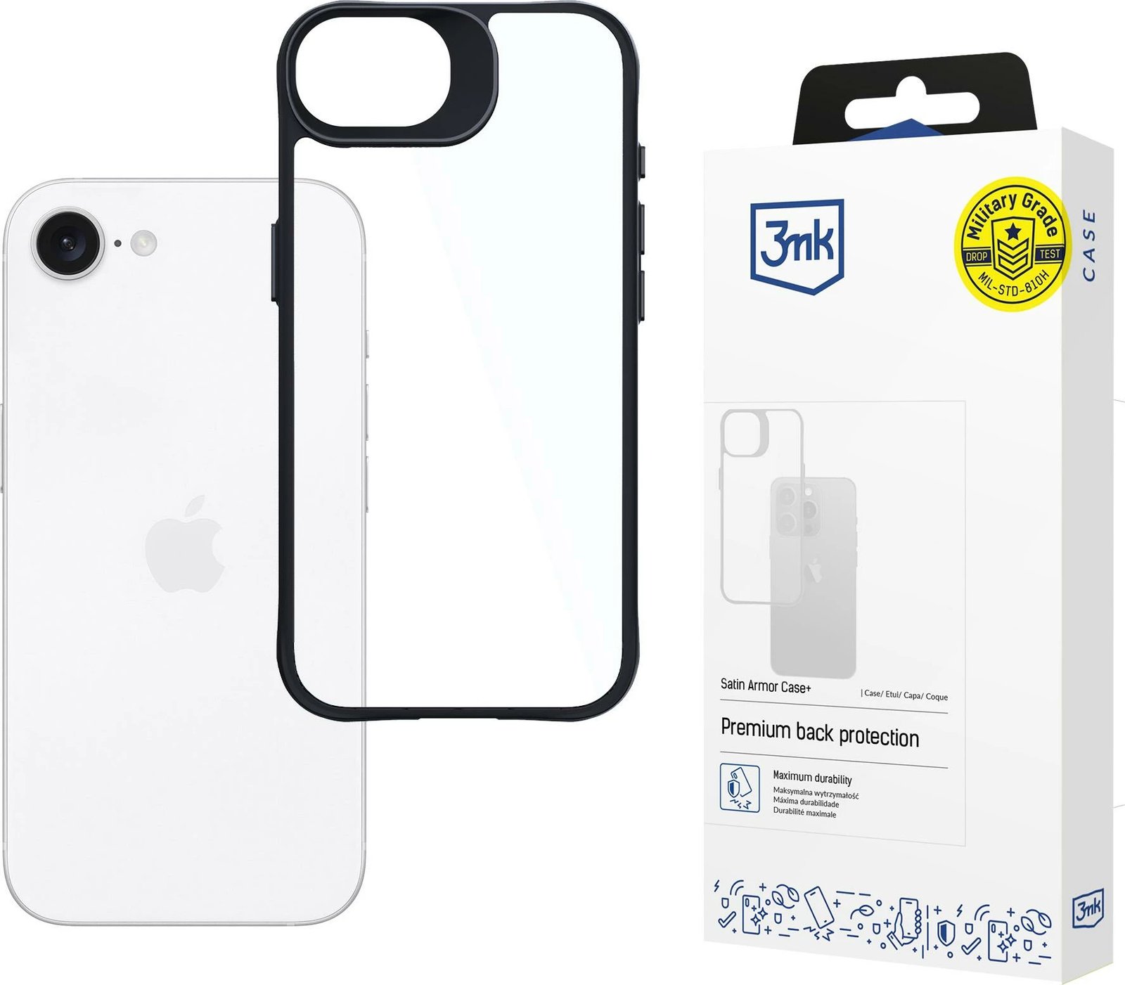 Mbështjellës 3mk Satin Armor Case+ për iPhone 16e / SE 4, Transparent