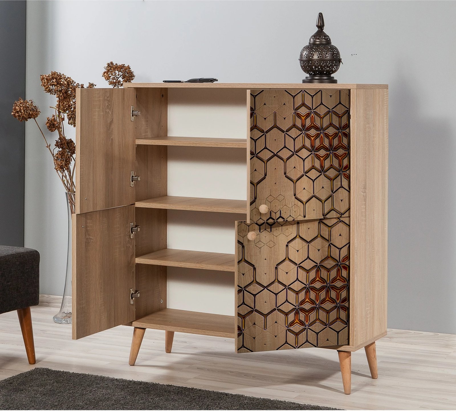 Dollap multifunksional Hanah Home, Multilux-720, ngjyrë lisi Sonoma