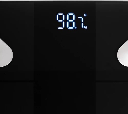 Peshore smart trupi, Adler AD 8186, Bluetooth 4.2, kapacitet 180 kg, ekran LED, Tuya, platformë xham 6 mm 28x28 cm, e zezë