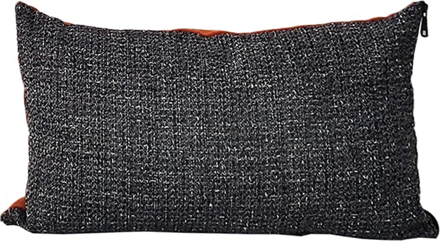 Jastëk dekorativ Tuil, kadife-lino, ngjyrë antracit dhe kafe e kuqe, 30x50cm