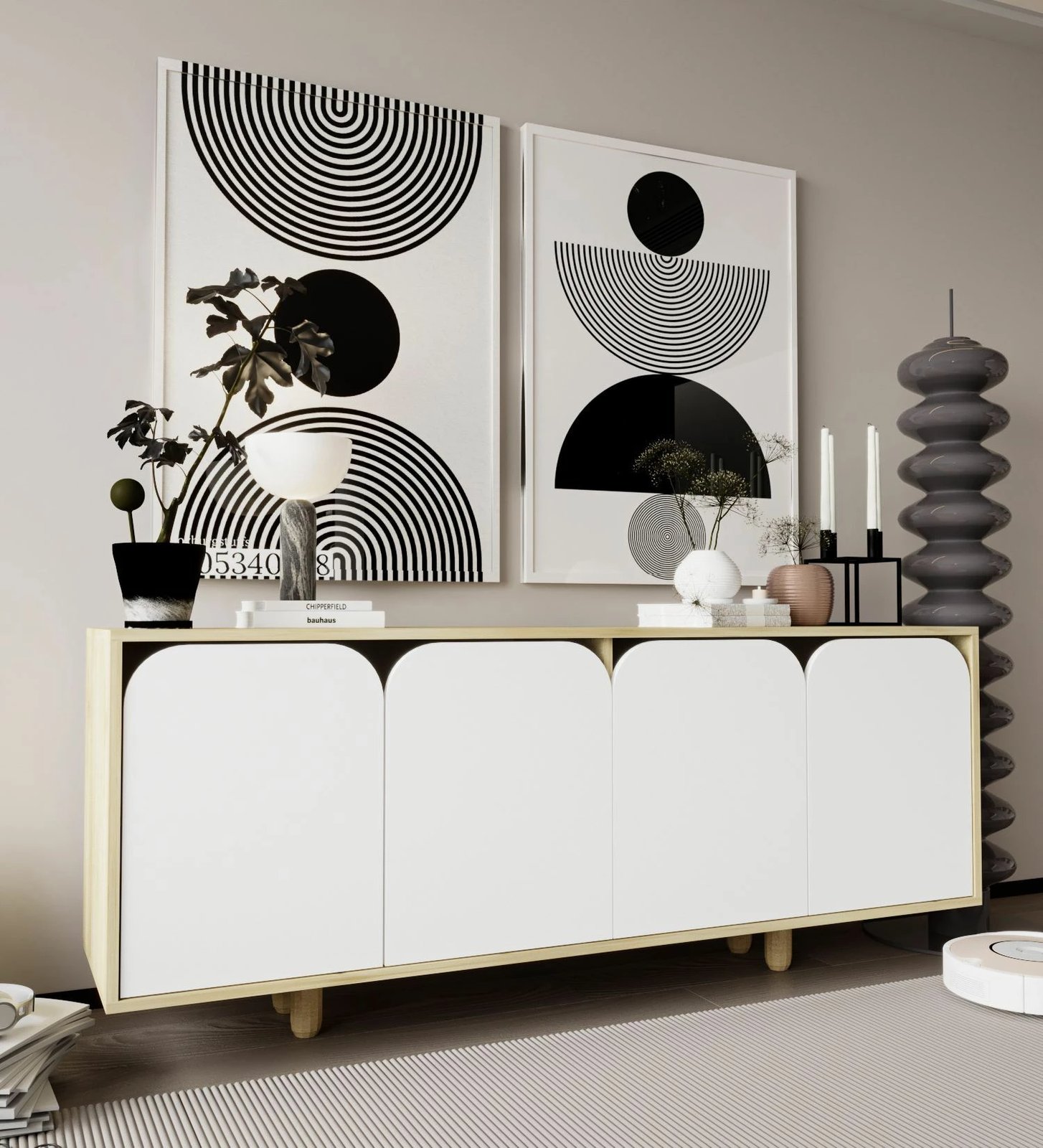 Konsol Skye Decor, Lazio Bohem 180, ngjyrë lis safir, e bardhë