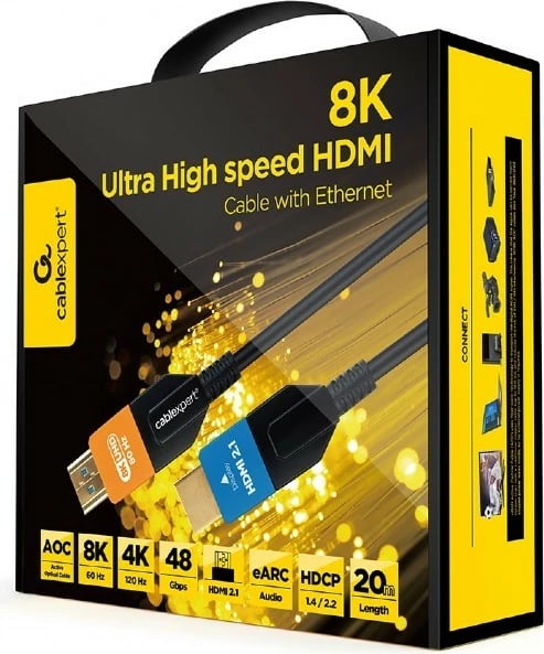 Kabllo HDMI Gembird CC-HDMI8K-AOC-20M, 20m, HDMI 2.1, 8K UHD, e zezë