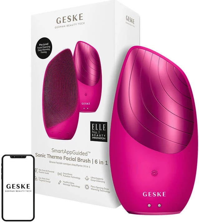 Furçë termike për fytyrë Geske GK000007MG01, 6-në-1, me aplikacion, magenta