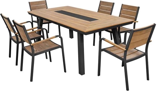 Set tavoline për terasë 7 pjesë alumini ngjyrë gri FH5233.02