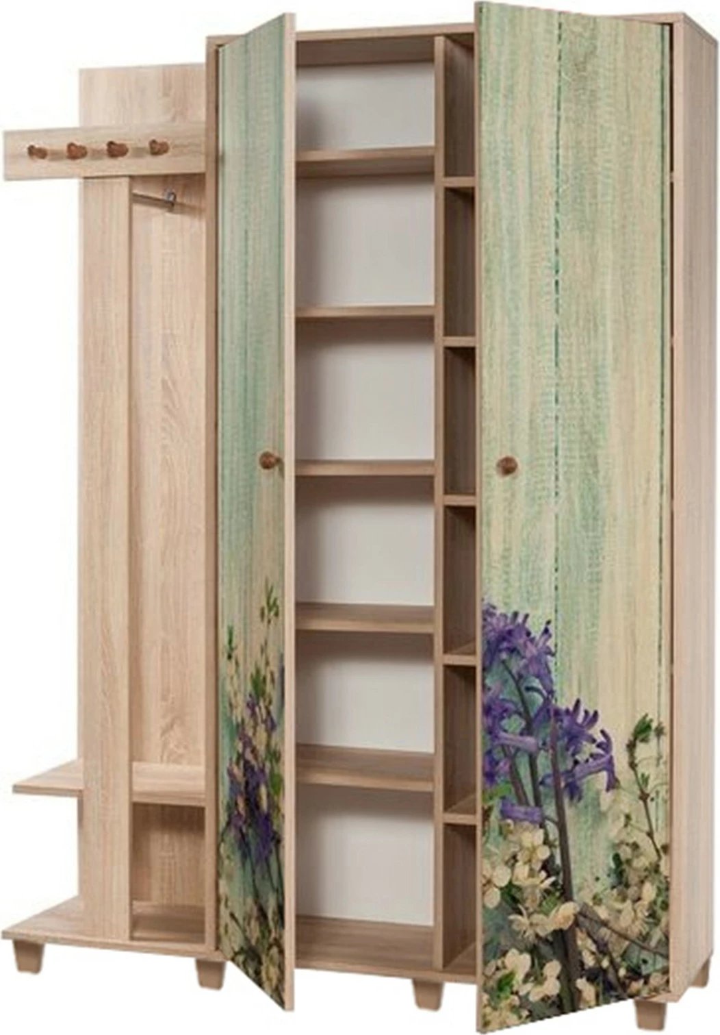 Stendë korridori Garmanto, ngjyrë lisi Sonoma, me rafte dhe varëse, 135-727