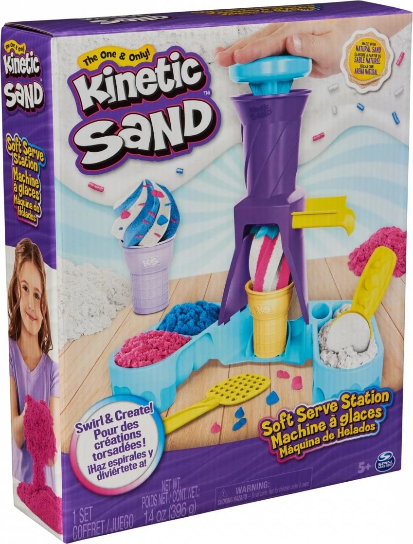 Set lodrash Kinetic Sand Spin Master Ice Cream Factory, 396g, 3 ngjyra