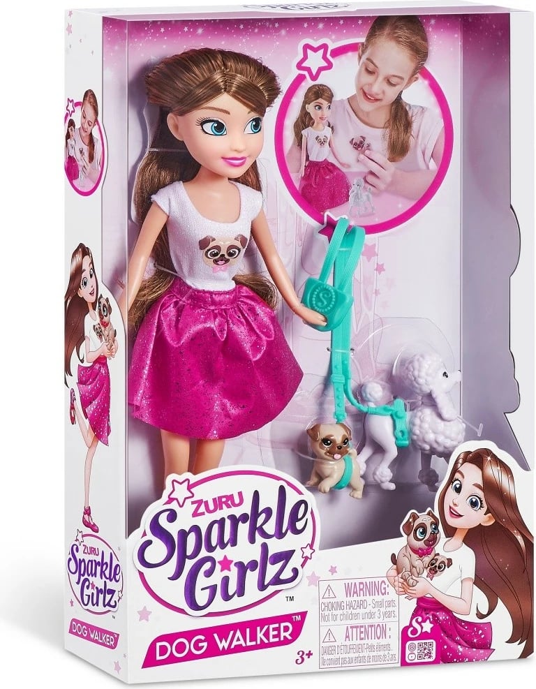 Set kukull Sparkle Girlz ZURU, 27 cm, me dy qenushë dhe litar shëtitje, për vajza Set kukull Sparkle Girlz ZURU, 27 cm, me dy qenushë dhe litar shëtitje, për vajza