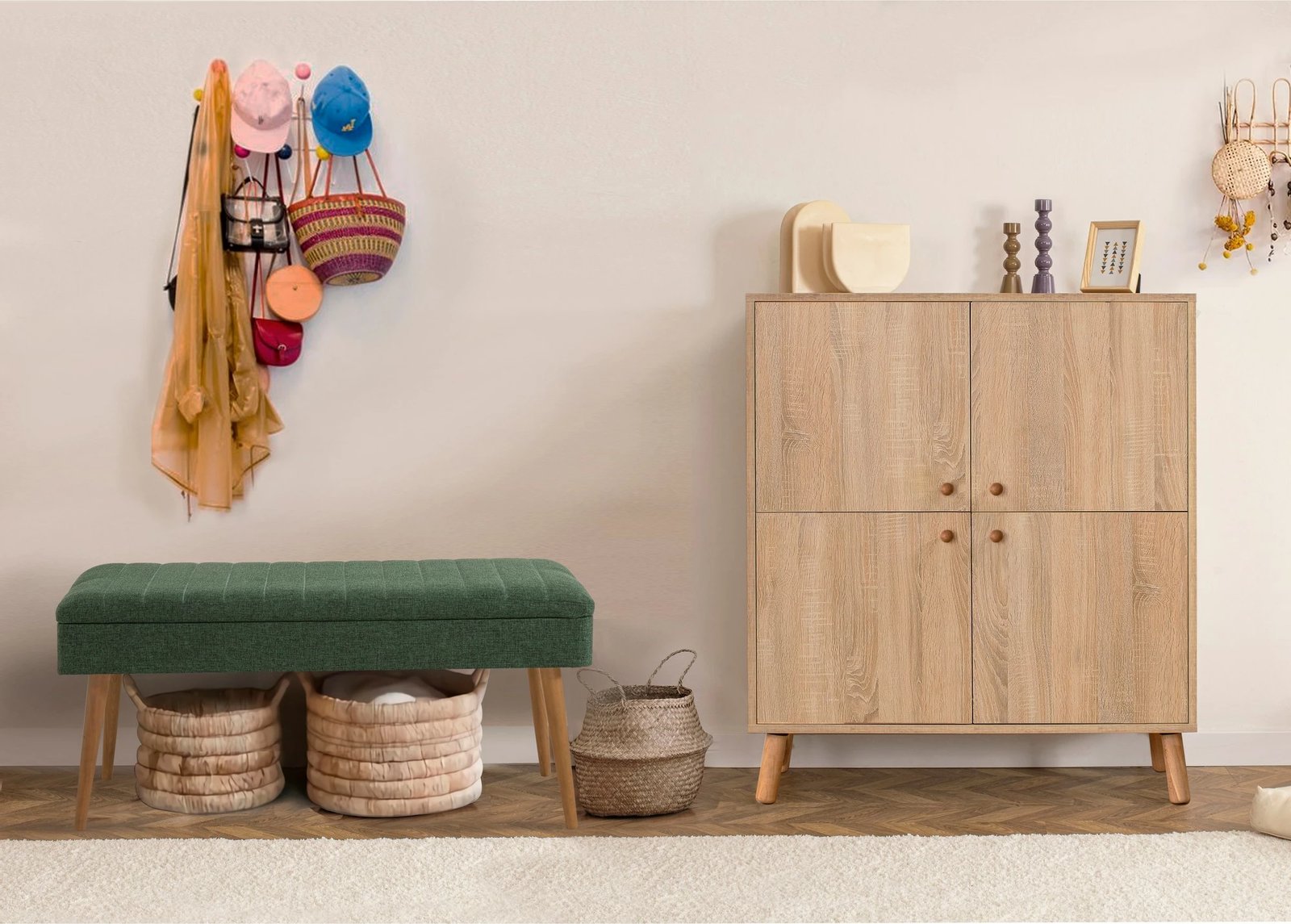 Set mobiljesh për korridor, ngjyrë sonomo dhe e gjelbër, Skye Decor, 200-1070