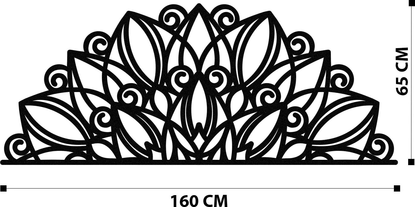 Aksesor dekorativ metalik për mur, Wallity, Venno, ngjyrë e zezë, 160x65cm