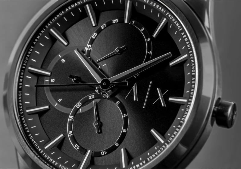 Orë dore për meshkuj Armani Exchange, e zezë