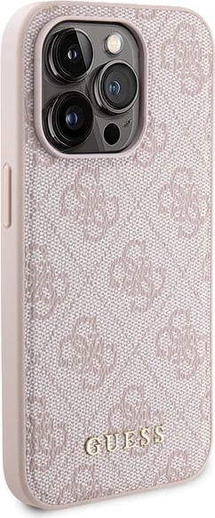 Mbështjellës Guess 4G Metal Logo për iPhone 15 Pro Max me powerbank MagSafe 5000mAh, rozë, set