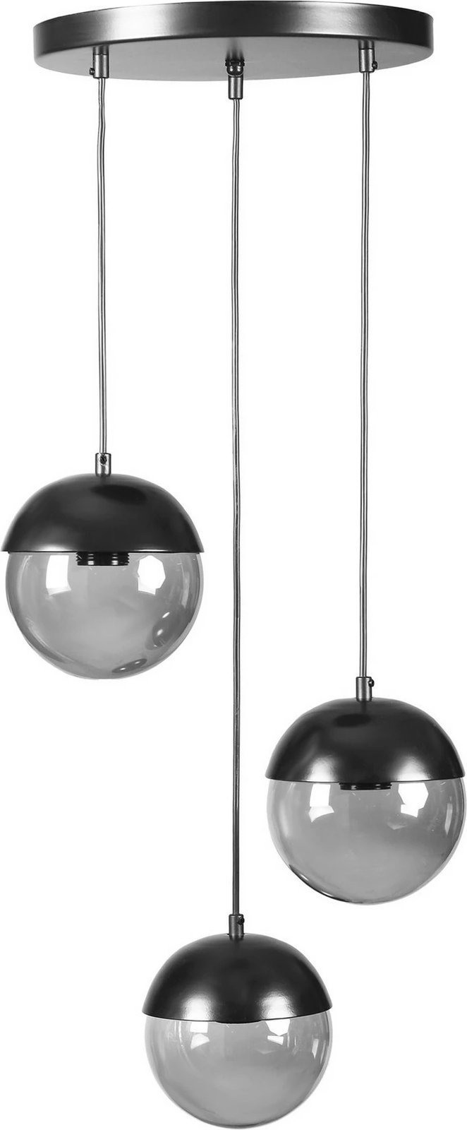 Llambë tavani Opviq, 3 sfera, ngjyrë gri e errët, qelq