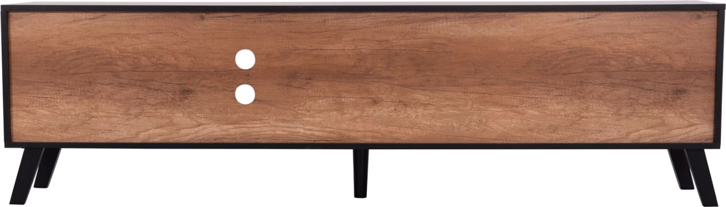 Komodë TV KRUDEN, melaminë, ngjyrë e zezë-dru natyral, 180x40x51cm
