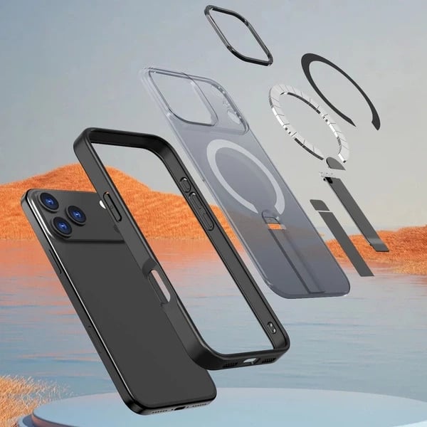 Mbështjellës, Hurtel, Hybrid Armor X për Samsung Galaxy S25 FE, kompatibil me MagSafe dhe me stand 360°, i zi
