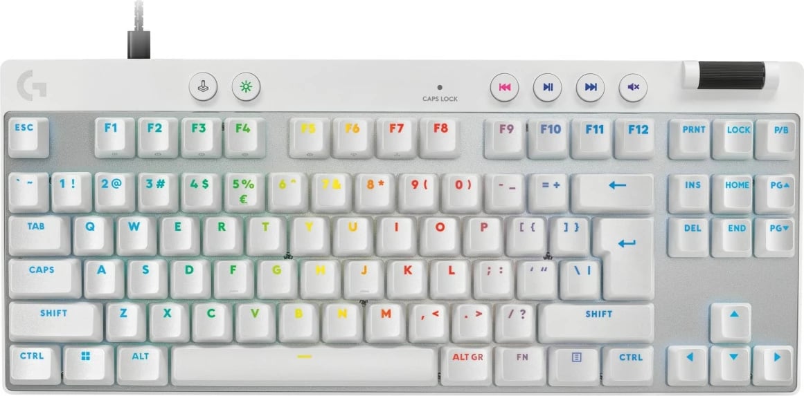 Tastierë Logitech PRO X TKL RAPID, RGB, e bardhë (US)