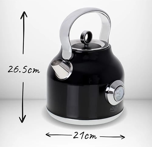 Çajnik elektrik, Adler, AD 1346, termometër analog, STRIX, 1.7L, i zi