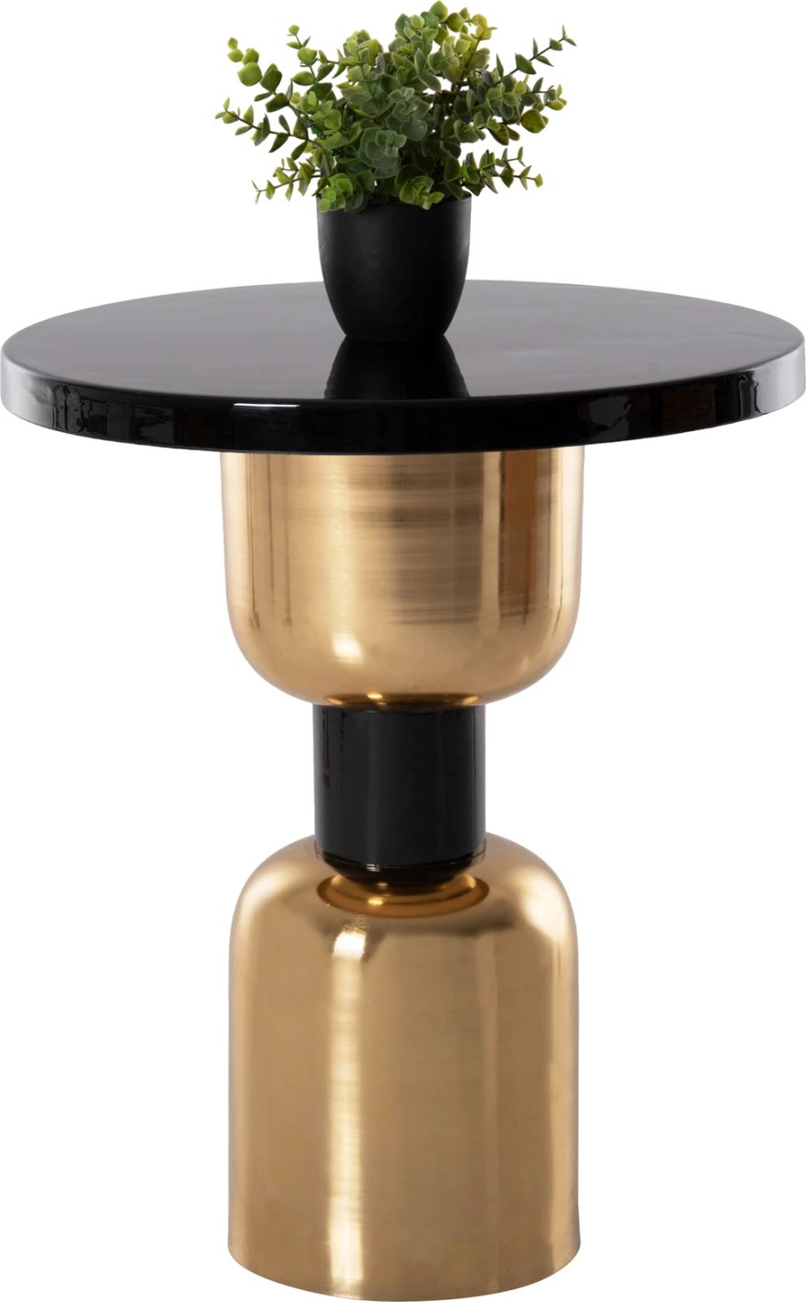 Tavolinë ndihmëse SURAT, metalike, ngjyrë zezë-ari, FH4236.04, Φ50,5x59,5H cm