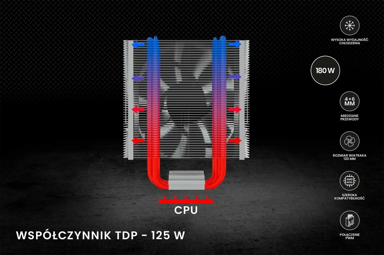 Kasë ftohëse procesori Savio Vortex X2, 120 mm, 4 heatpipe, e zezë