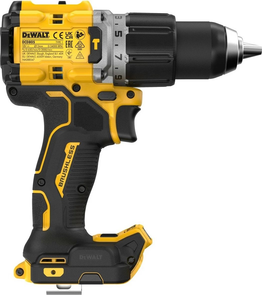 Aku-shurubdrill DeWALT 18V, brushless, 1.3cm, verdhë/zezë