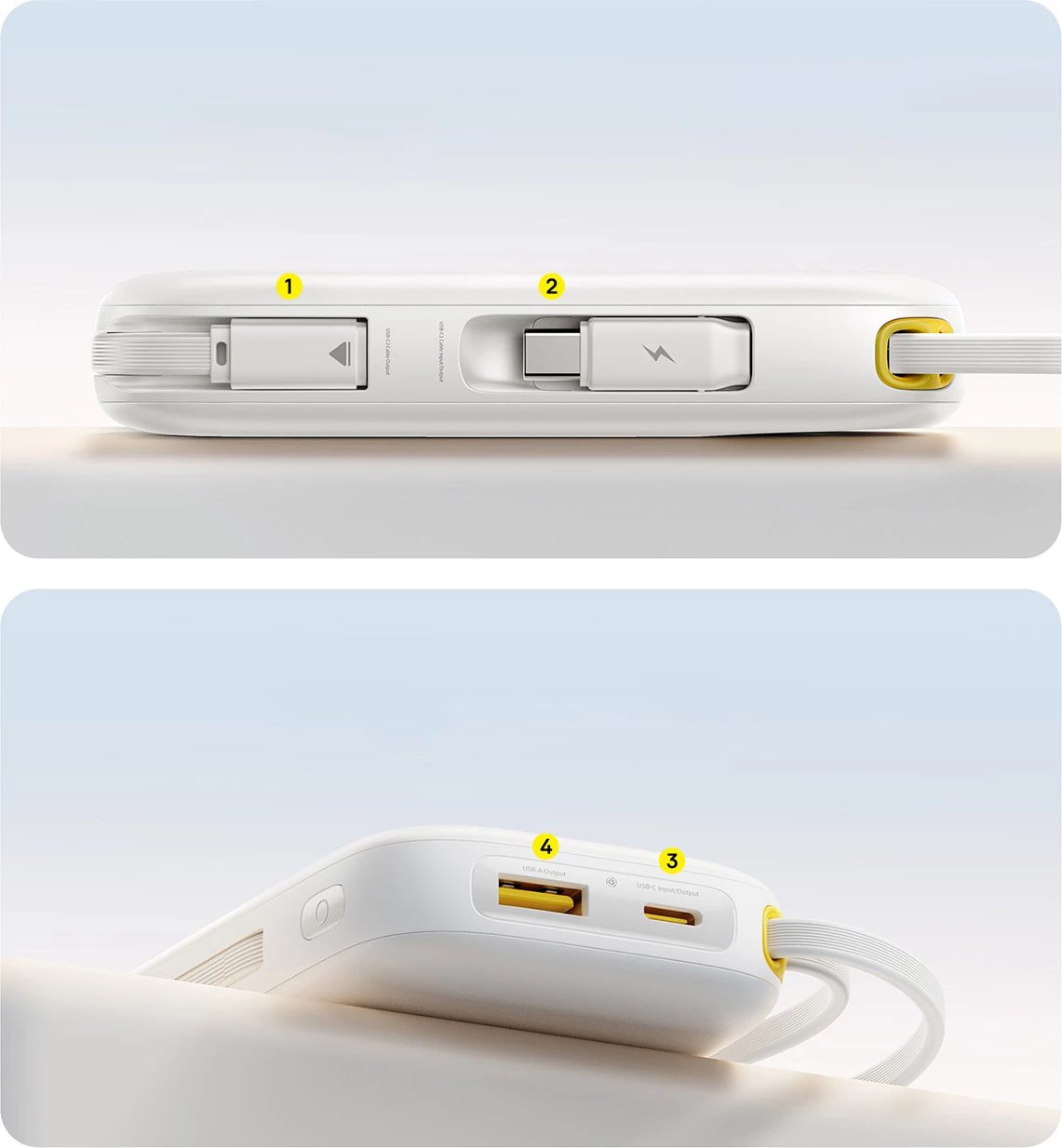 Powerbank Baseus EnerFill FC31, 20000mAh, 22.5W, me ekran dixhital, me kabllo USB-C + Lightning, Bardhë