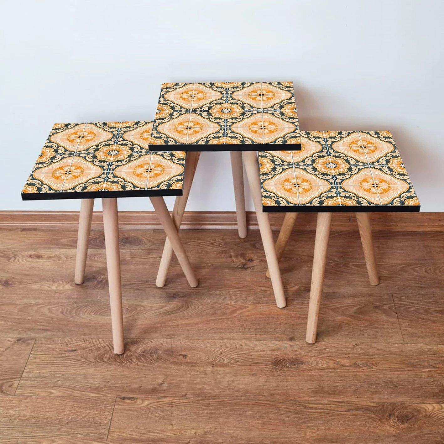 Set tavolinash të vendosshme, 3 copë, Skye Decor, portokalli