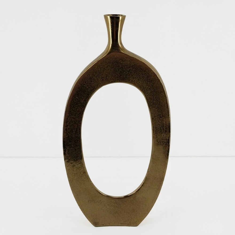 Vazo abstrakte, alumin, ngjyrë ari, 28x5x61cm
