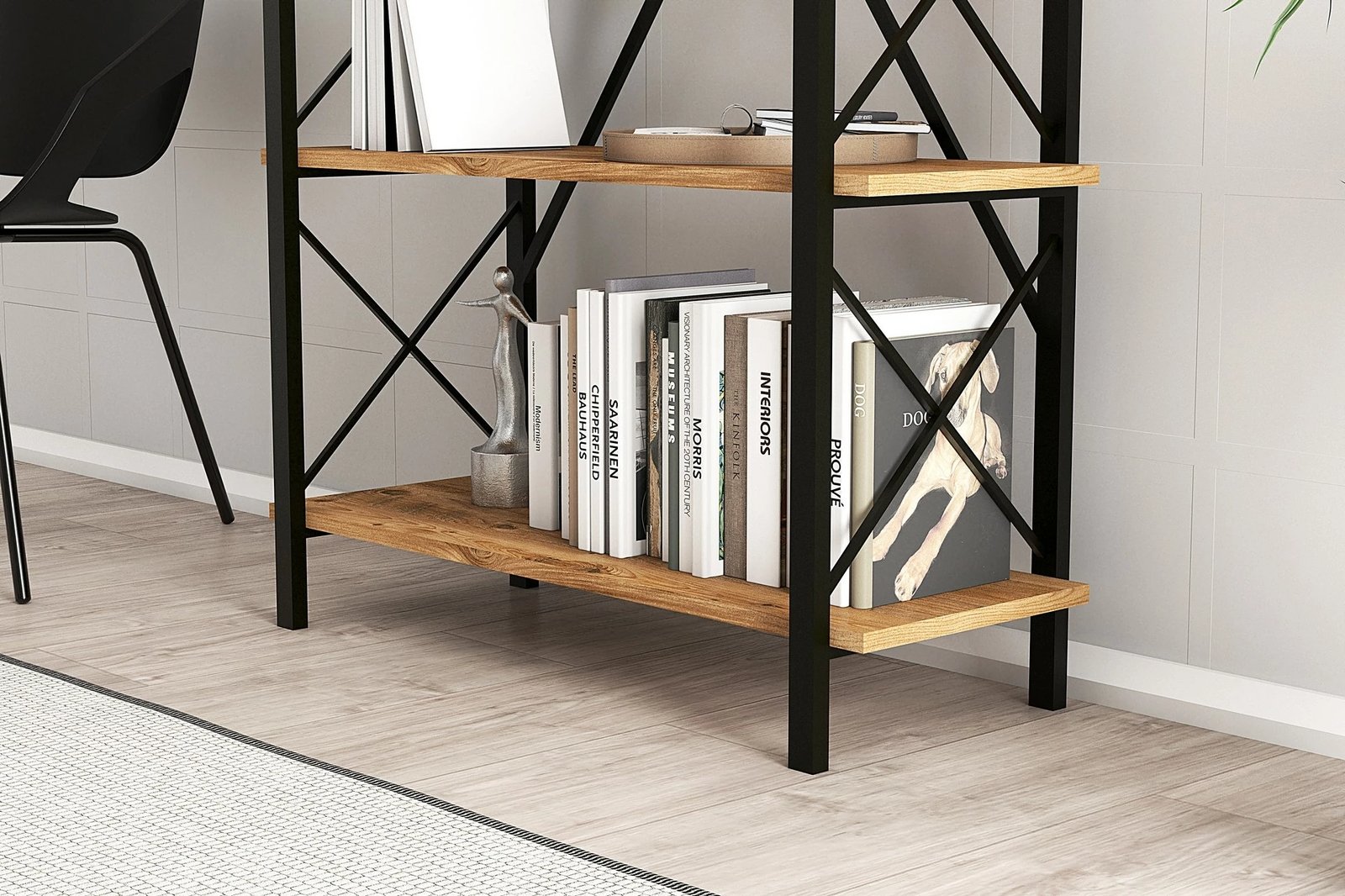 Raft librash Hanah Home, Nero Elit, ngjyrë pishe Atlantike dhe e zezë
