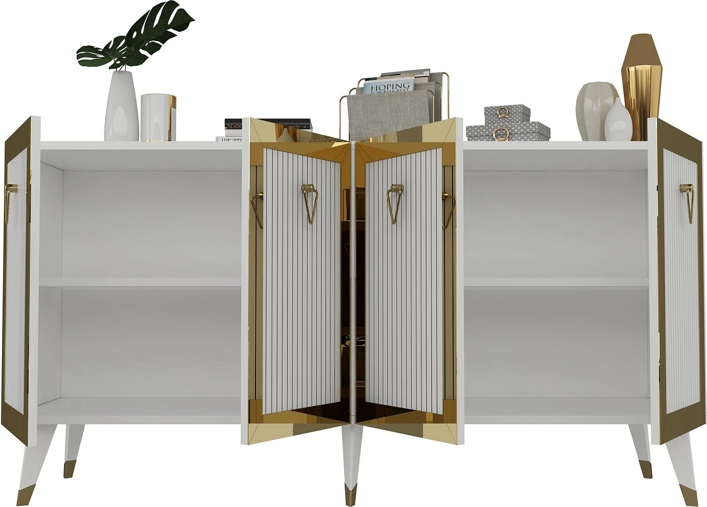 Konsol Hanah Home, bardhë, ar Konsol Hanah Home, bardhë, ar