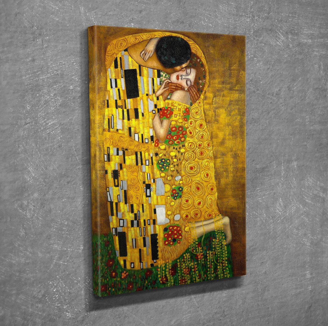 Pikturë dekorative në kanavacë, The Kiss nga Gustav Klimt, shumëngjyrëshe, DC239, 30x40cm