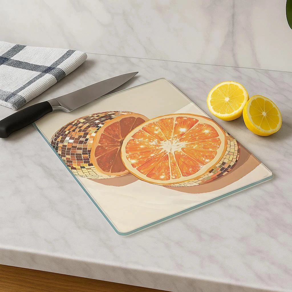 Dërrasë prerëse Hermia, qelq i temperuar, shumëngjyrëshe, 30x40cm, Kes-00066